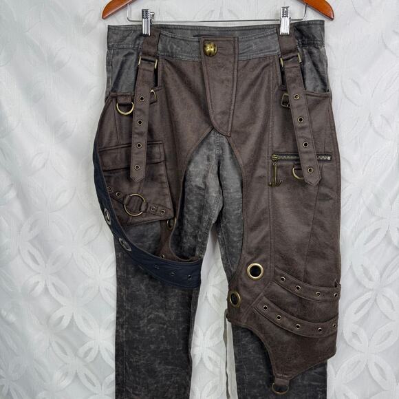Punk rave Punk Post-Apocalyptic Steampunk Outlaw Mens Pants Size S - Picture 5 of 8